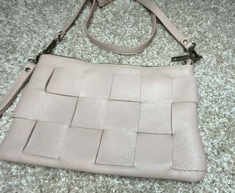 Valentina Fiore Woven Leather Crossbody Clutch Bag